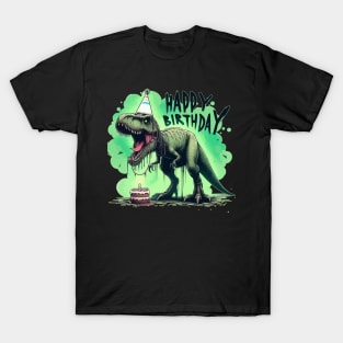 Funny Spooky Happy Birthday Dinosaur Tyrannosaurus Party T-Shirt